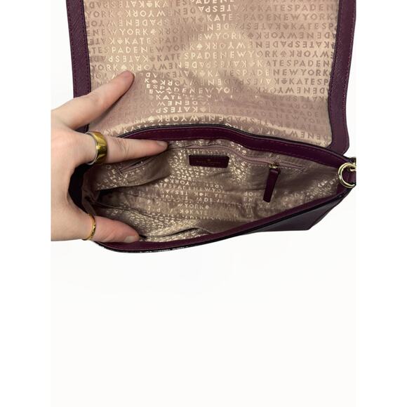 Kate Spade Laurel Way Greer Crossbody Bag in Deep Plum Saffiano - Picture 11 of 14